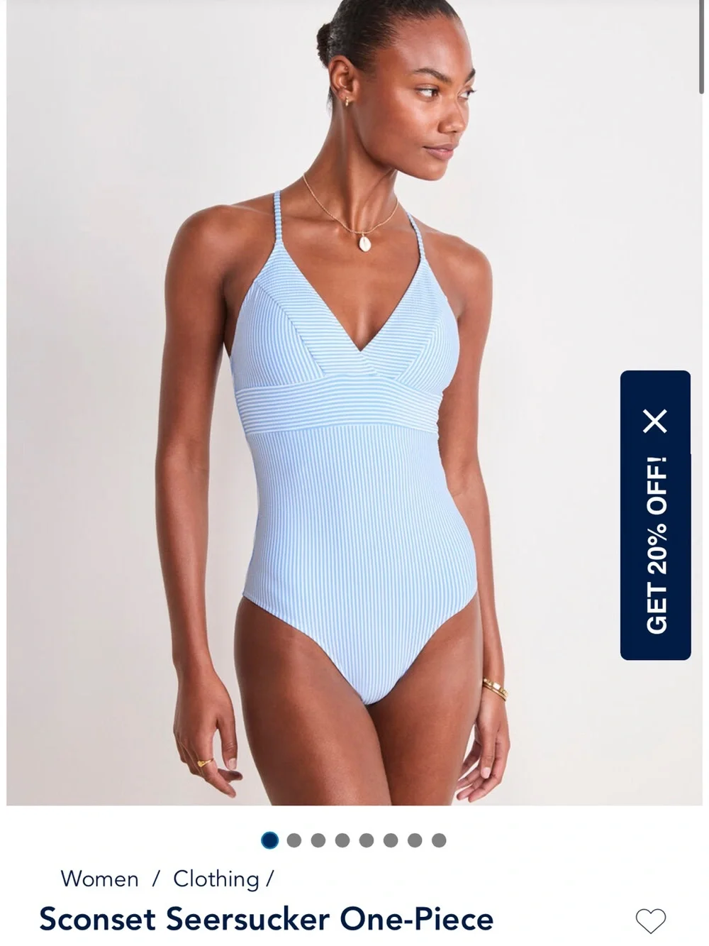 Vineyard Vines Light Blue Seersucker One-Piece Swimsuit